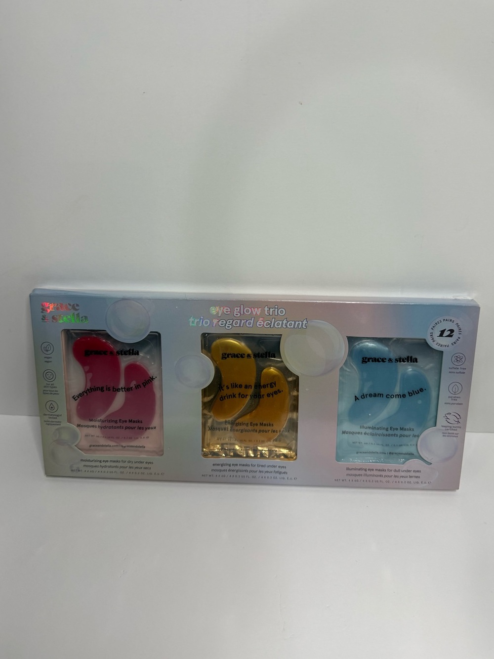Grace & Stella Eye Glow Trio 12 Pairs Under Eye Masks New in Box
